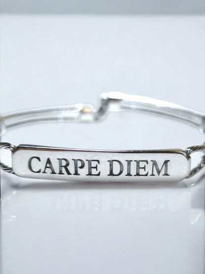 Braccialetto in argento semirigido Carpe Diem