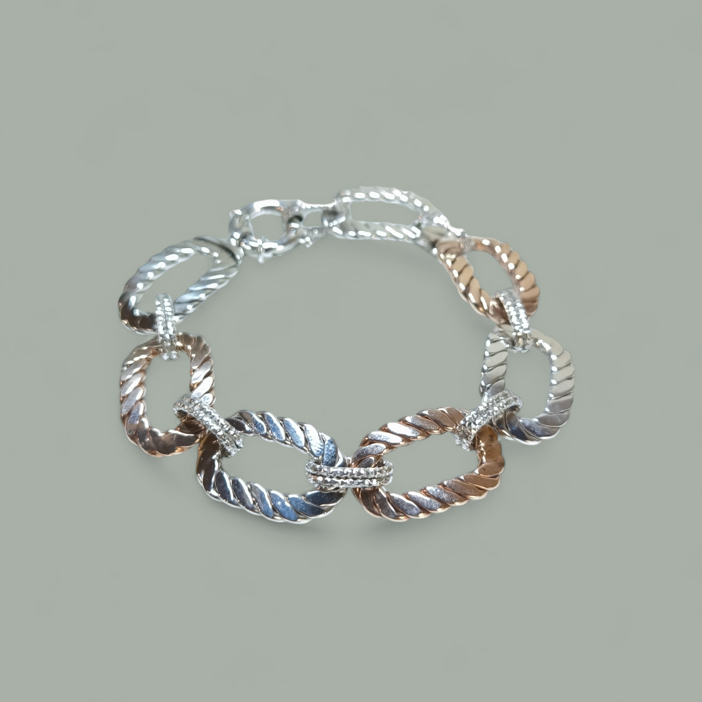 Bracciale in argento bicolore semi rigido