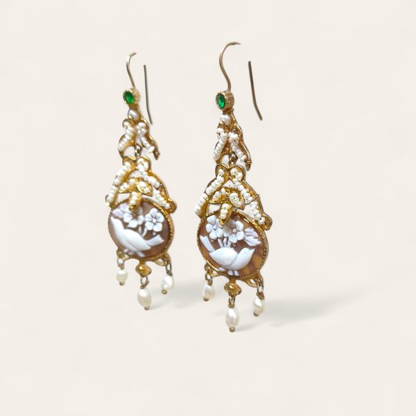 Orecchini Orecchini in argento con cameo e perle coltivate pend. 7,5 cm - Gioielli Pavan