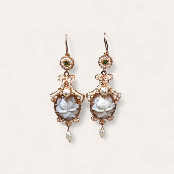 Orecchini Orecchini in argento con cameo e perle coltivate pend. 7,5 cm - Gioielli Pavan