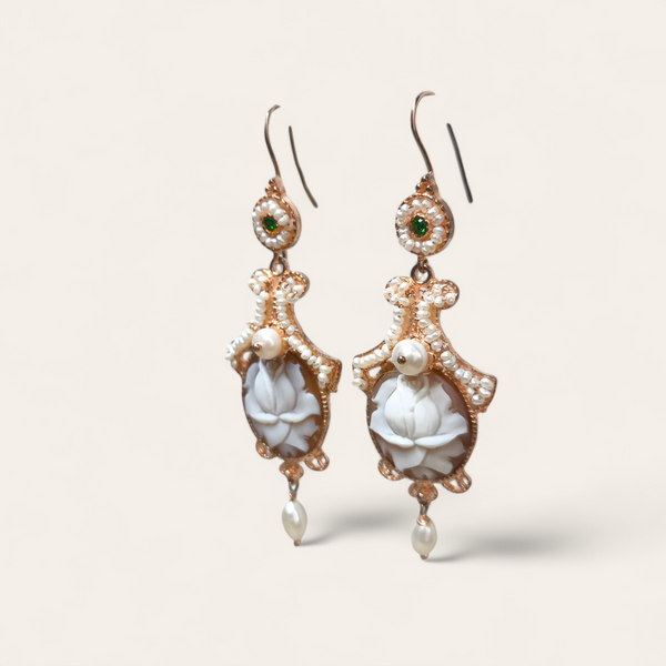 Orecchini Orecchini in argento con cameo e perle coltivate pend. 7,5 cm - Gioielli Pavan