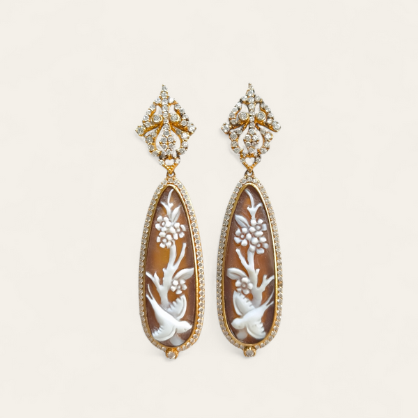 Orecchini Orecchini in argento con cameo a goccia e zirconi pend. 6,5 cm - Gioielli Pavan