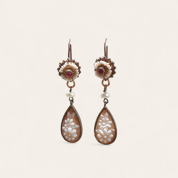 Orecchini Orecchini in argento con cameo e perle coltivate pend. 5,5 cm - Gioielli Pavan