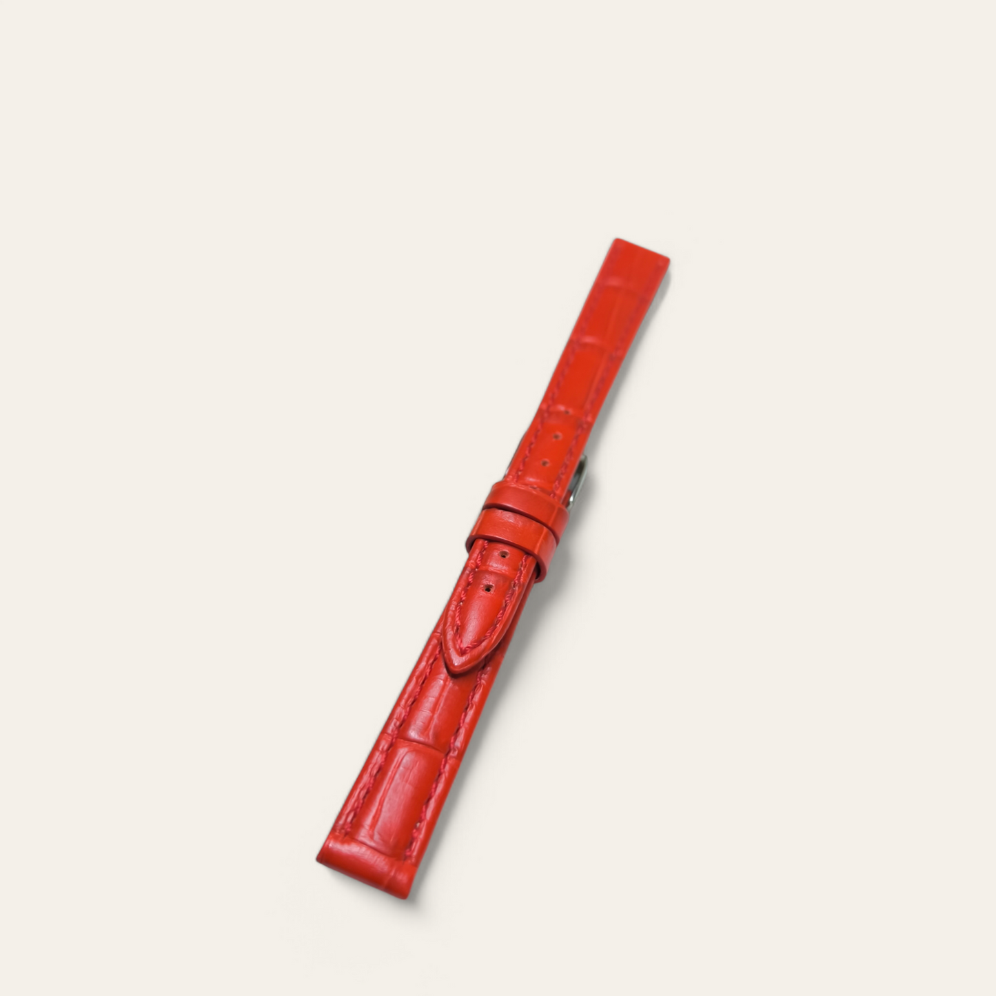 Cinturino Ansa 12 mm in pelle rossa accesa stampato coccodrillo