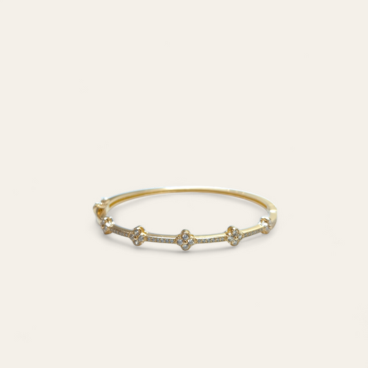 Bracciale rigido argento dorato zirconie