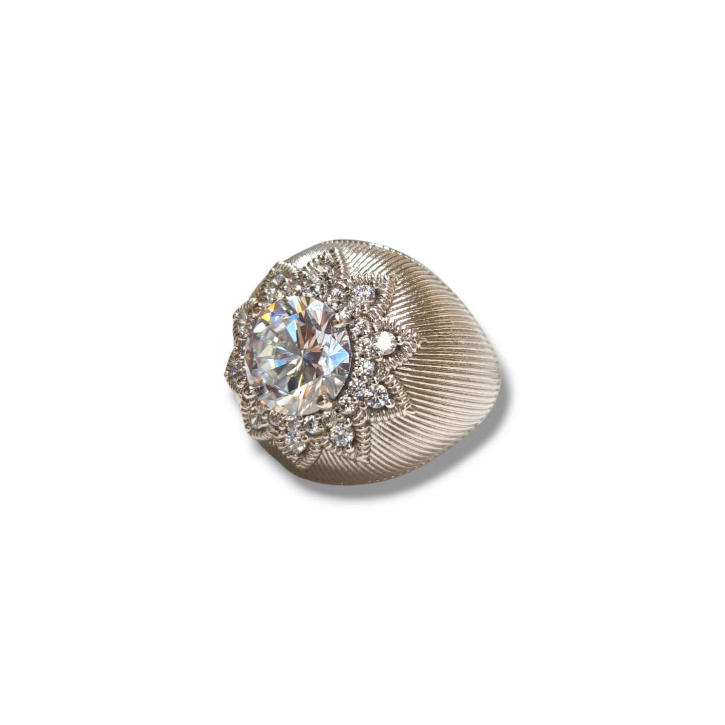 Golden silver ring with Zirconia solitaire