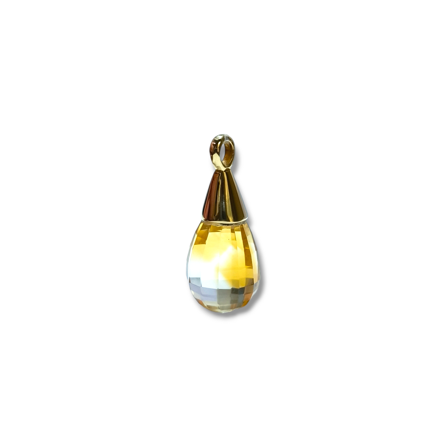 Yellow gold pendant with teardrop Citrine Quartz