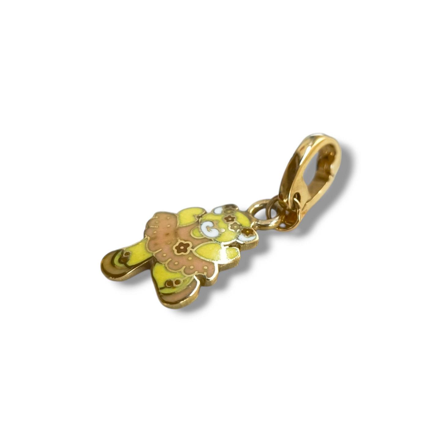 Gold pendant with enamel bear