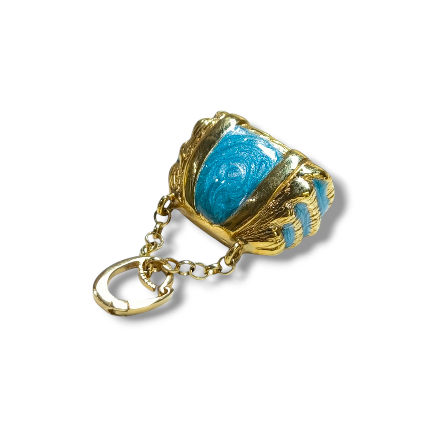 Yellow gold enamel handbag pendant