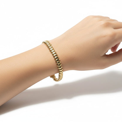 Bracciale Bracciale in Oro Giallo 9k Snodato con Maglia Geometrica a Ovali - Gioielli Pavan
