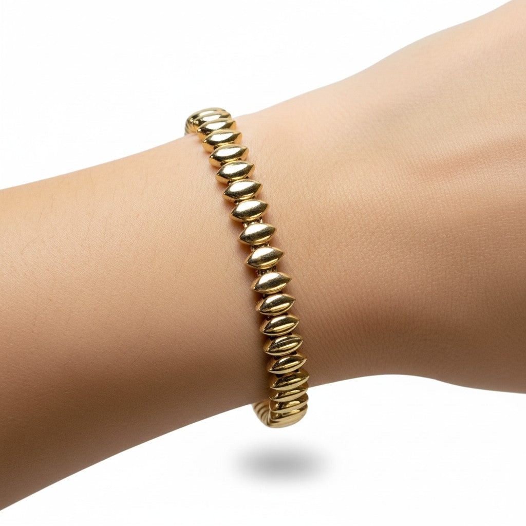 Bracciale Bracciale in Oro Giallo 9k Snodato con Maglia Geometrica a Ovali - Gioielli Pavan