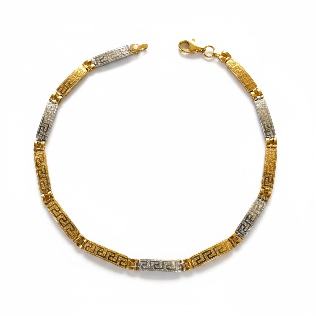 Bracciale Bracciale in Oro 9k con Piastre Greche Bicolore - Gioielli Pavan