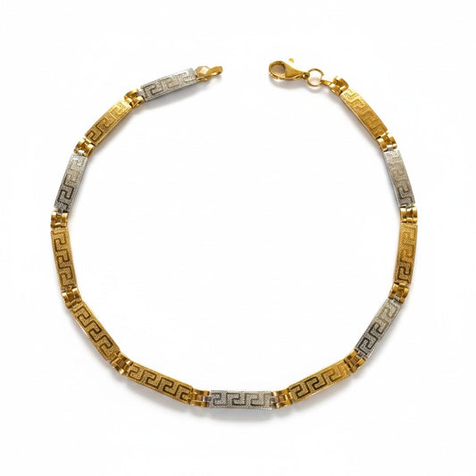 Bracciale Bracciale in Oro 9k con Piastre Greche Bicolore - Gioielli Pavan