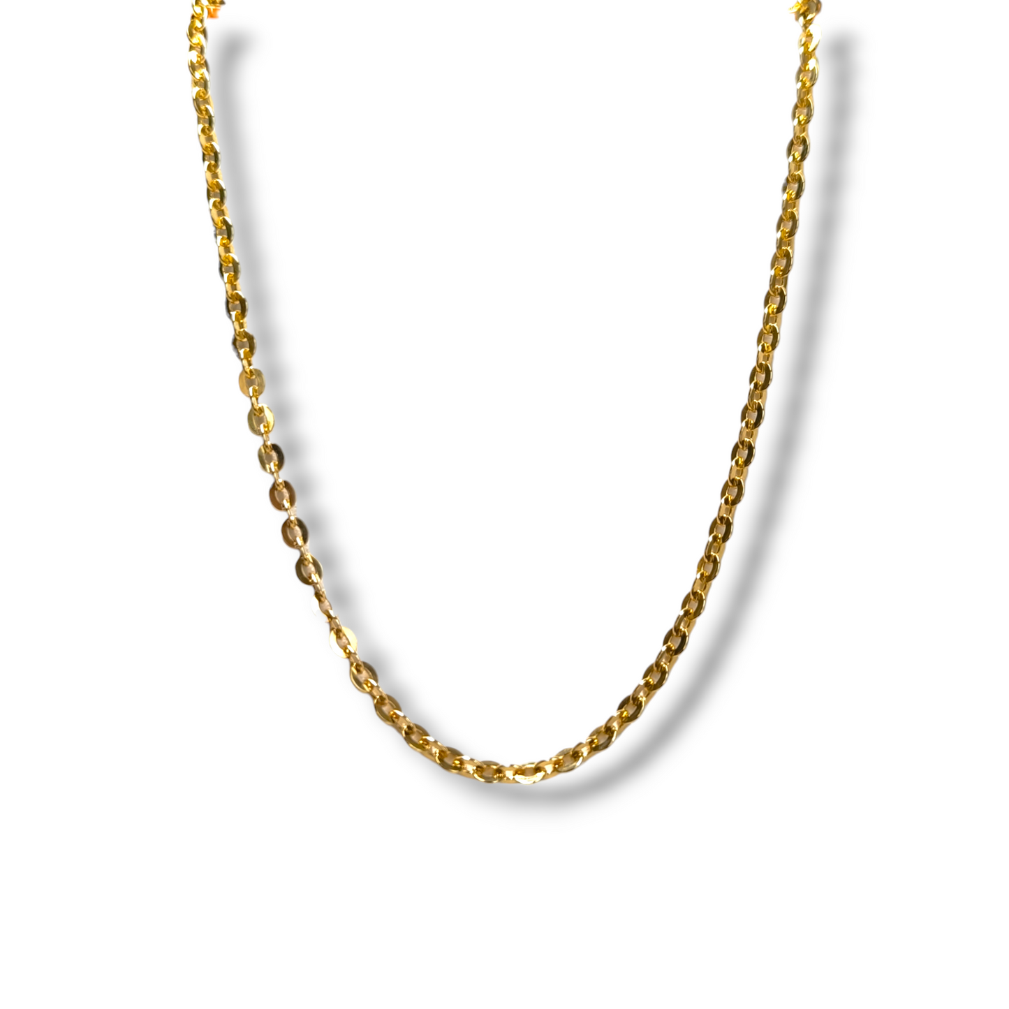 18kt gold flat rolo link choker 40cm