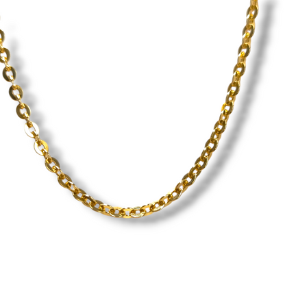 18kt gold flat rolo link choker 40cm