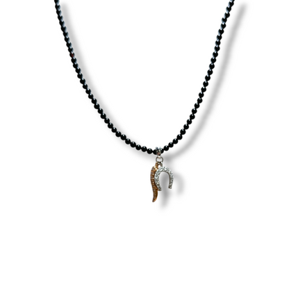 Gold and onyx lucky necklace