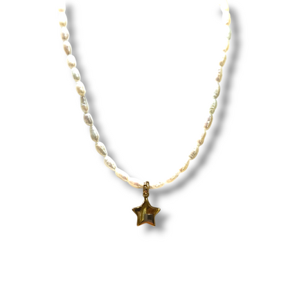 Star choker in gold and pearls