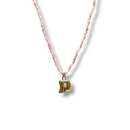 Letter P necklace with diamonds and shaded quartz