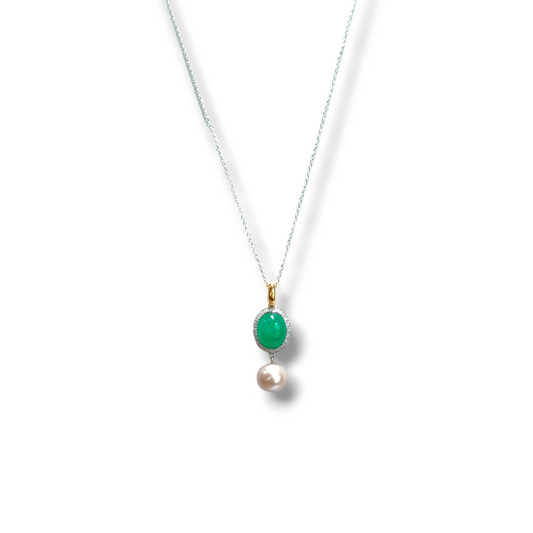 MiMí necklace in gold with diamonds and jade