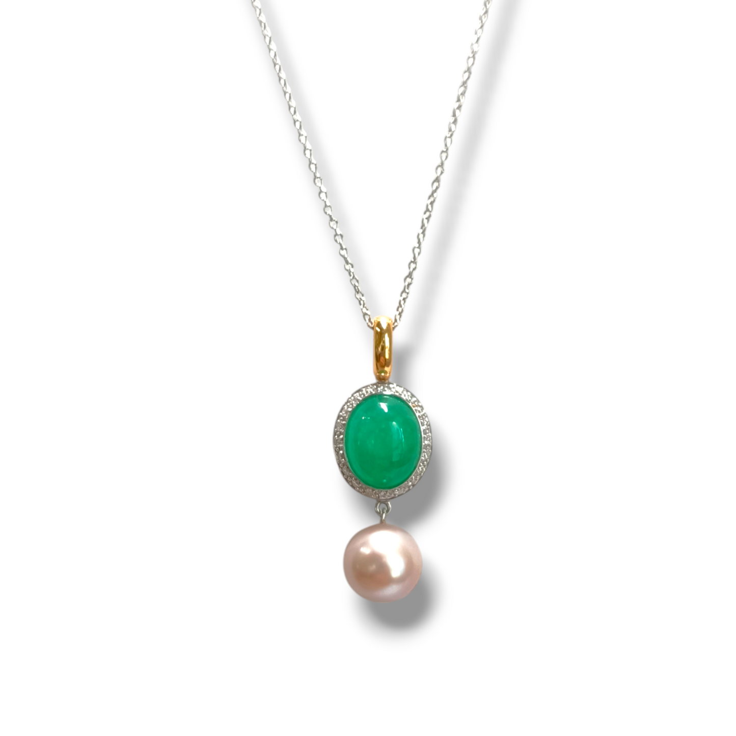 MiMí necklace in gold with diamonds and jade