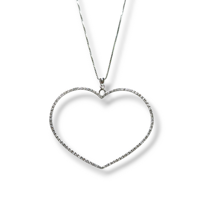 White gold heart necklace with diamonds