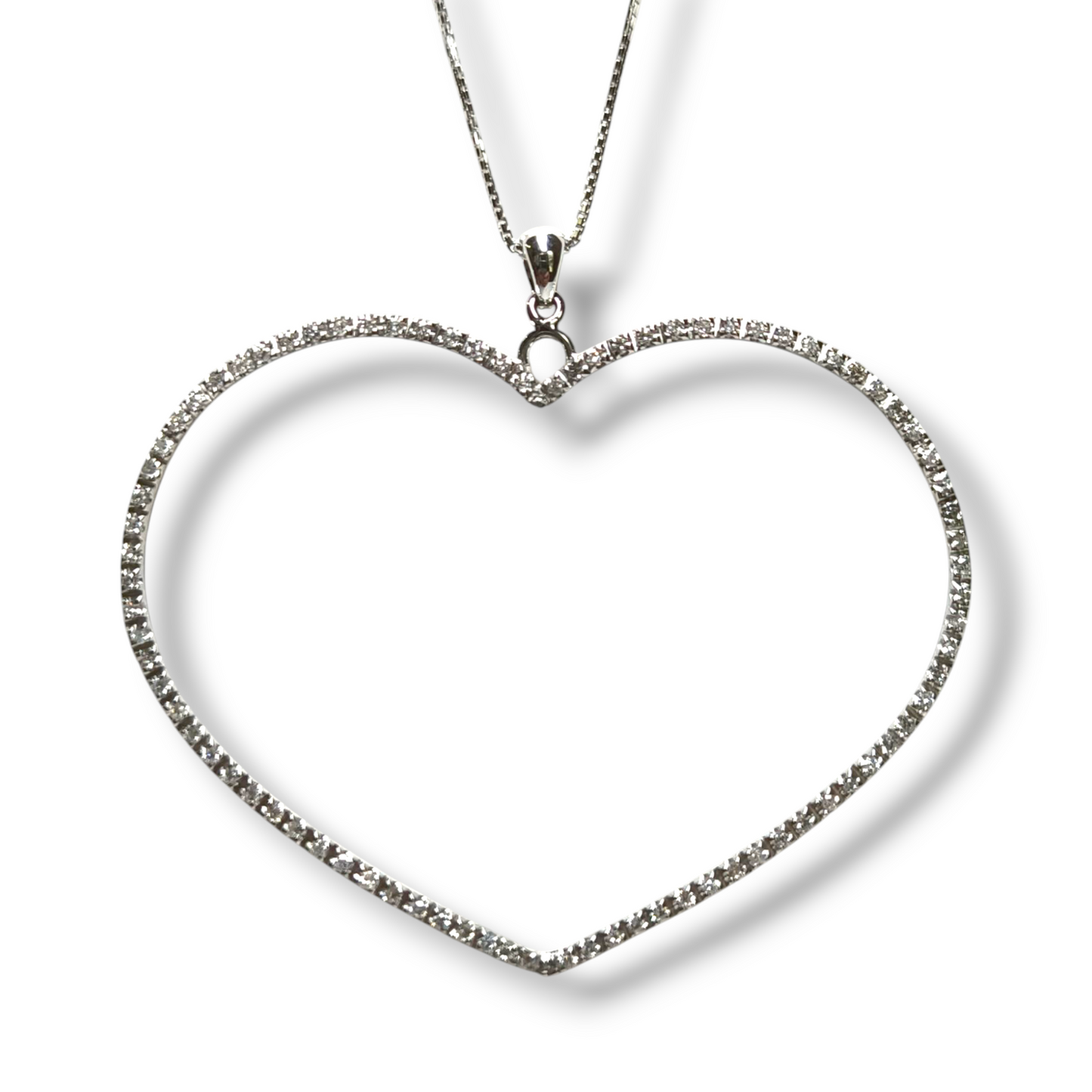 White gold heart necklace with diamonds