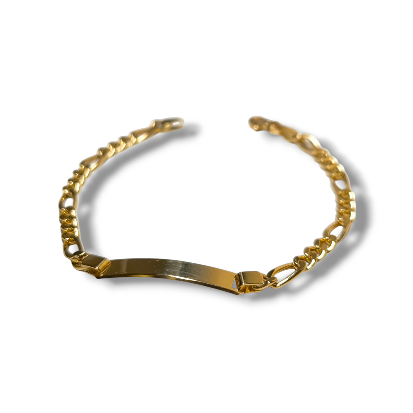 Gold bracelet with plaque