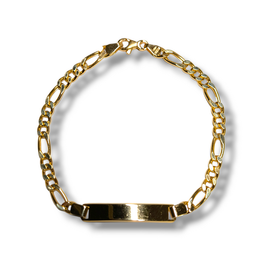 Gold bracelet with plaque