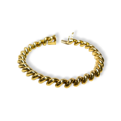 Yellow gold torcion mesh bracelet