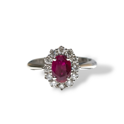 Gold ring with diamonds and ruby