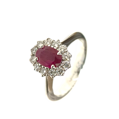 Gold ring with diamonds and ruby