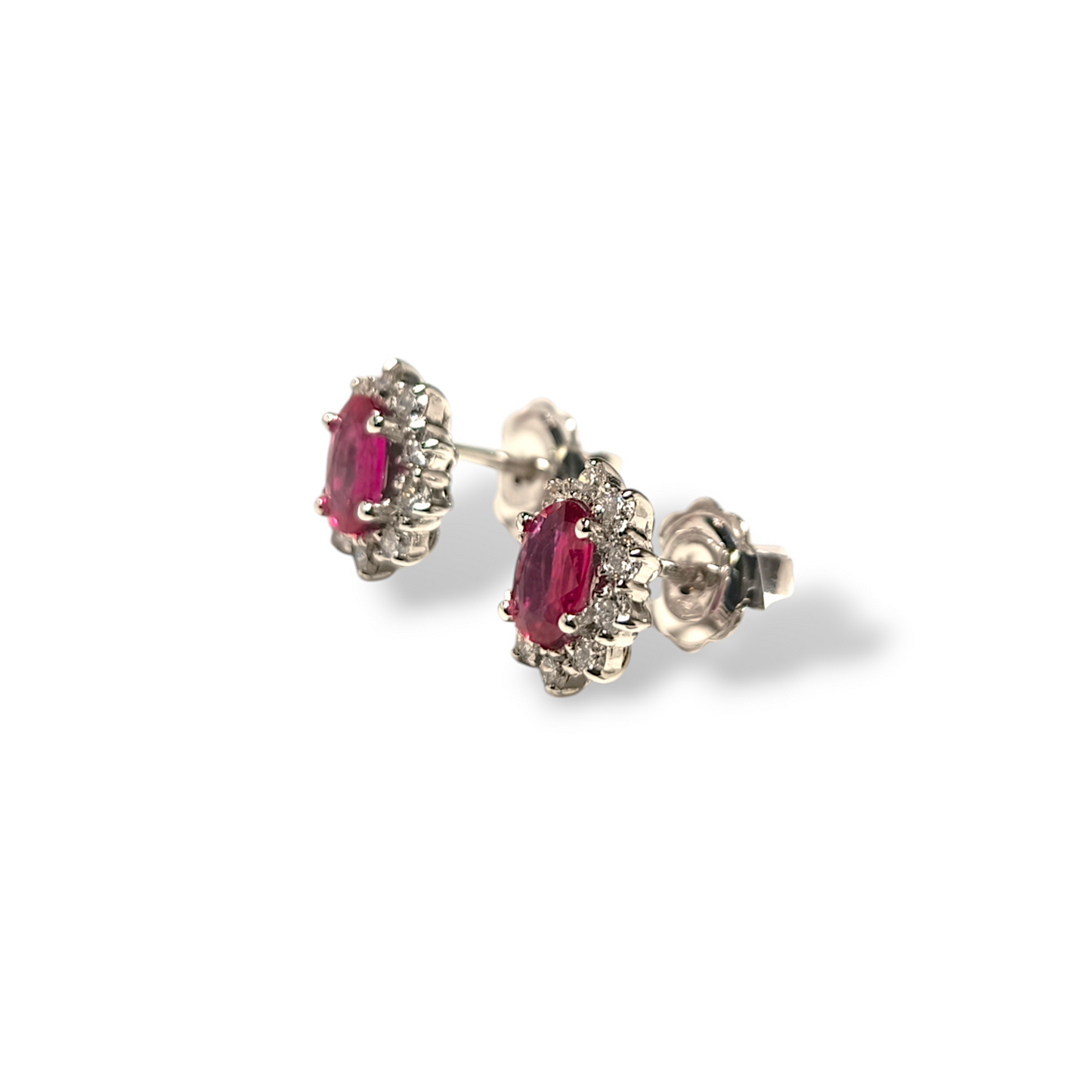 Gold earrings with diamonds and rubies