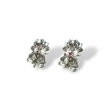 Gold earrings with diamonds and rubies