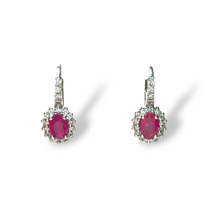 Gold earrings with diamonds and rubies