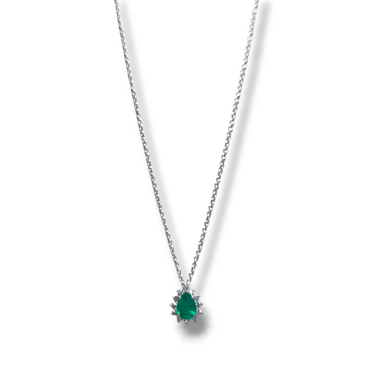 Gold necklace with diamonds and emerald