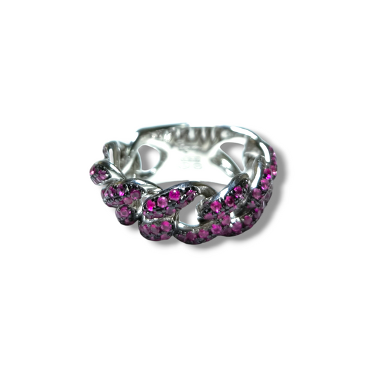 Anello Anello in argento groumette con zirconi rossi - Gioielli Pavan