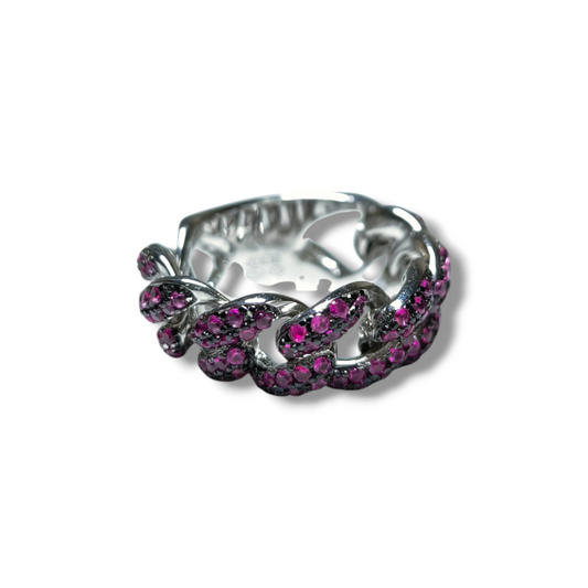 Anello Anello in argento groumette con zirconi rossi - Gioielli Pavan
