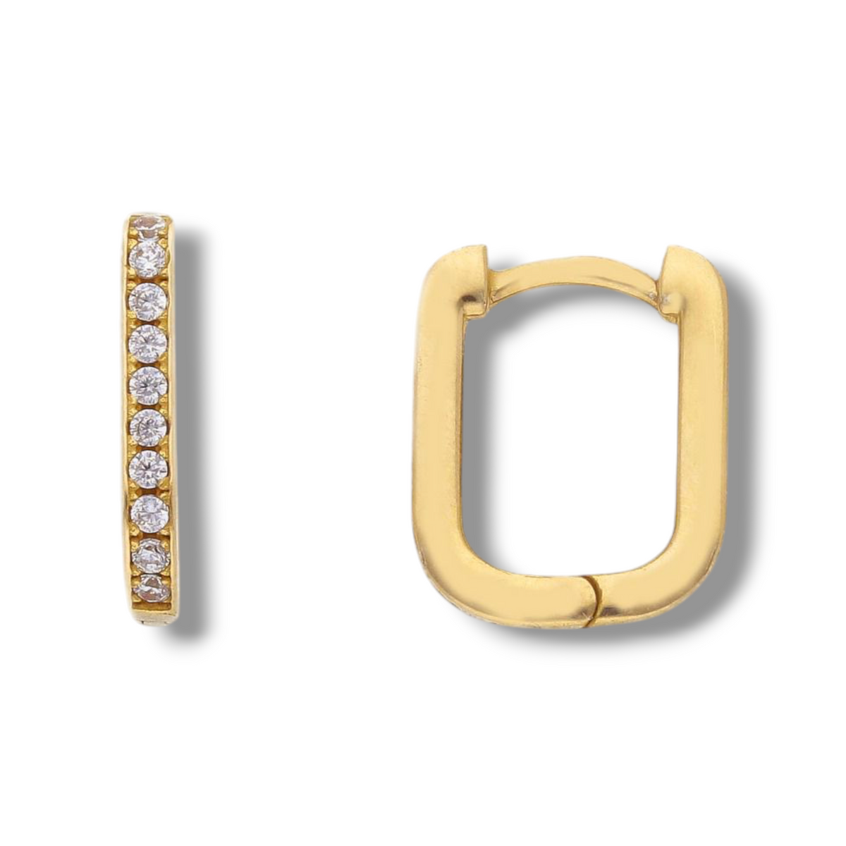 Orecchini in oro a scattino rettangolare con zirconi 1 x 1,2 cm - Gioielli Pavan