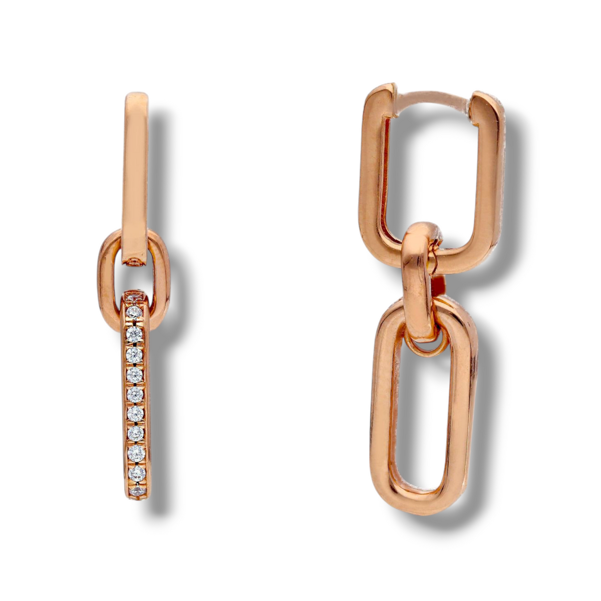 Orecchini in oro a scattino rettangolare pendenti con zirconi 3 cm - Gioielli Pavan