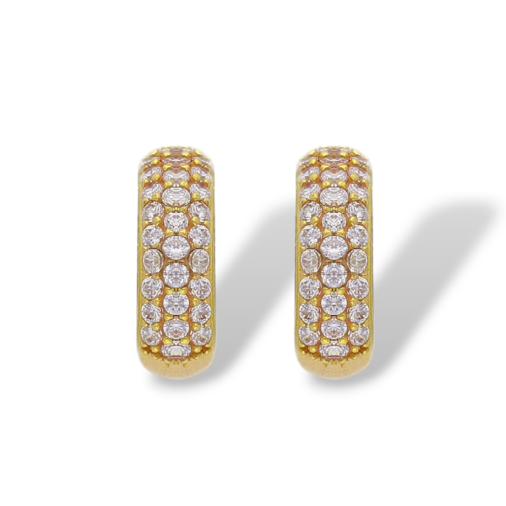 Orecchini Orecchini in oro a scattino tondi con zirconi diametro 1 cm - Gioielli Pavan