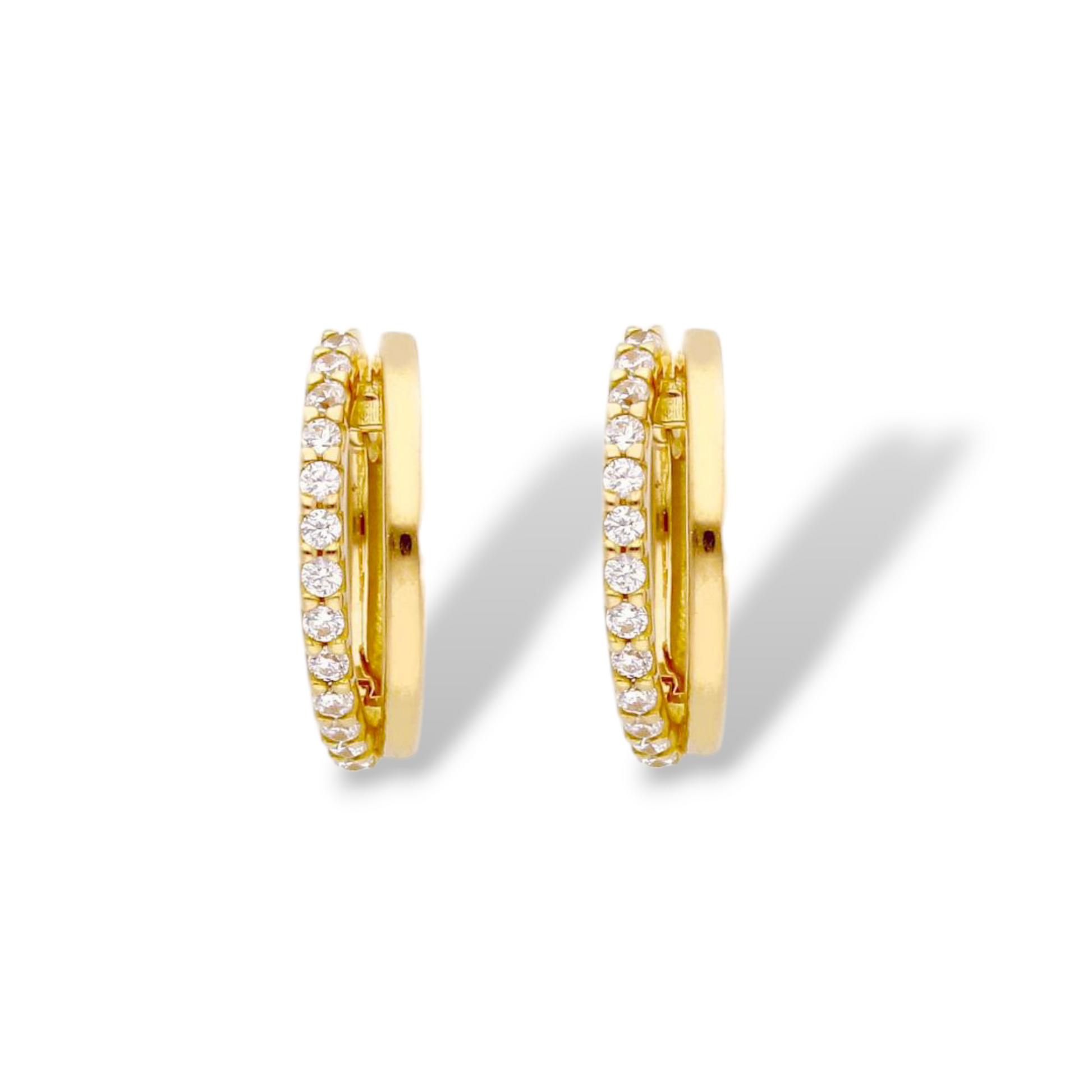 Orecchini Orecchini in oro a scattino tondi con zirconi diametro 1,2 cm - Gioielli Pavan