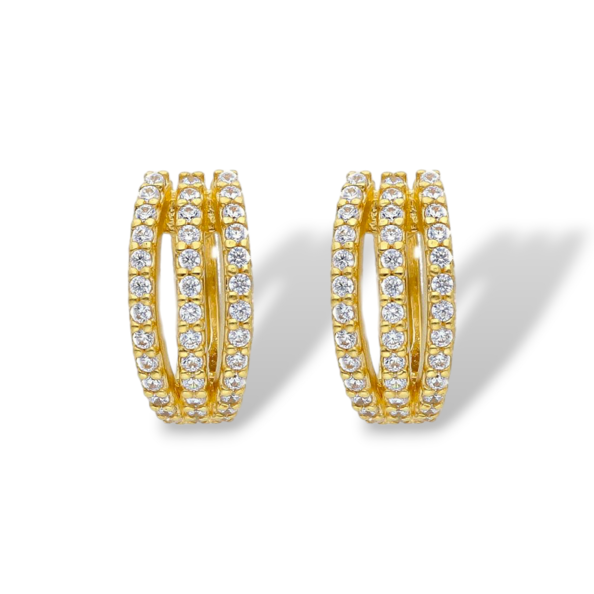 Orecchini Orecchini in oro a scattino tondi con zirconi diametro 1,3 cm - Gioielli Pavan