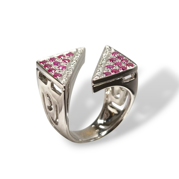 Anello Anello fascia traforata con rubini e diamanti - Gioielli Pavan