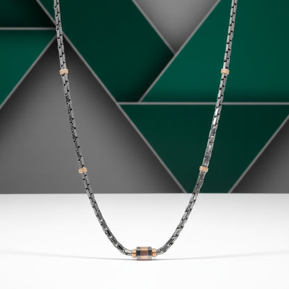Collana Uomo in Argento 925 Brunito e Dorato Rosa