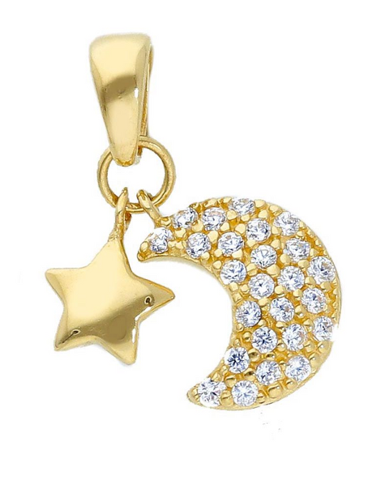 ciondoli Ciondolo stella e luna in oro e pietre semi preziose - Gioielli Pavan