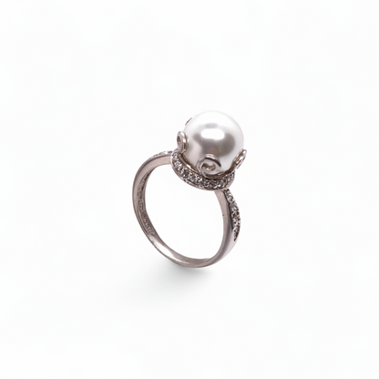 Anello Anello in Argento 925 con Perla Bianca e Zirconi - Gioielli Pavan