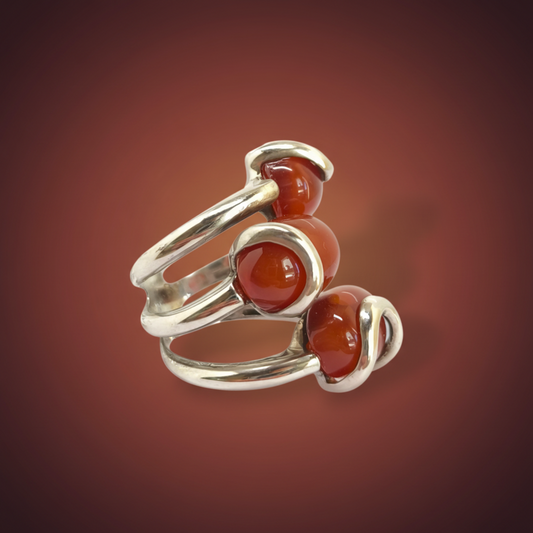 Anello Anello in Argento 925 con Corniole Cabochon - Gioielli Pavan