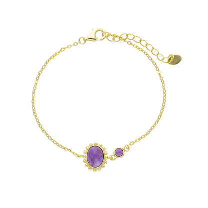 Bracciale in argento 925 dorato con ametista cabochon