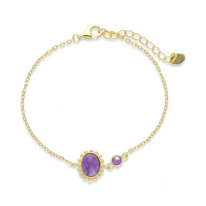 Bracciale in argento 925 dorato con ametista cabochon