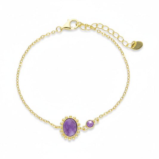Bracciale con ametista cabochon in argento 925 dorato - Gioielli Pavan